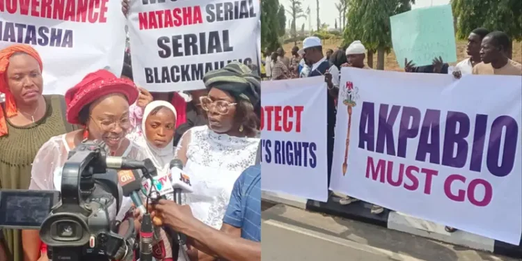 Protests Rock NASS Over Akpoti-Uduaghan’s Allegations Against Senate President