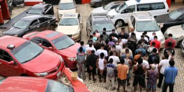 Six Exotic Cars, Pistols Recovered as EFCC Arrests 55 Yahoo Boys in Ogun