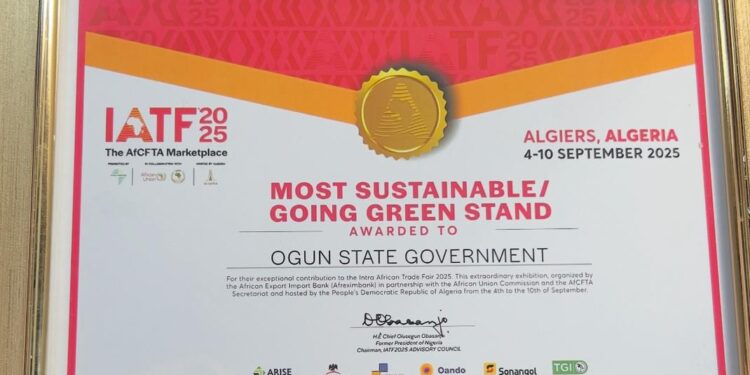 Ogun shines at IATF 2025, wins sustainability award in Algeria