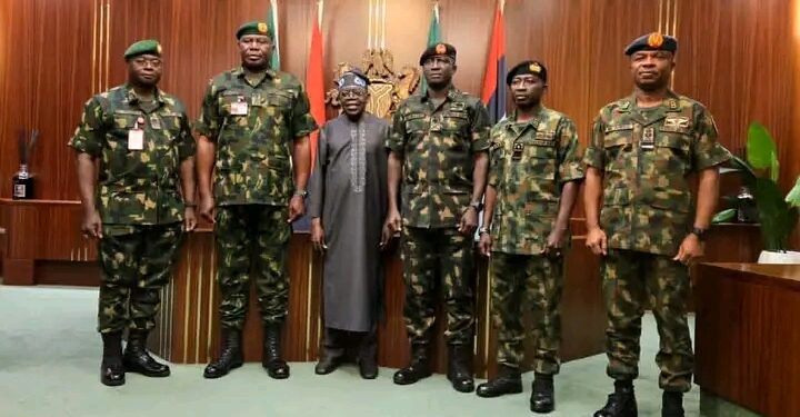 Tinubu tasks new Service Chiefs on professionalism, vigilance