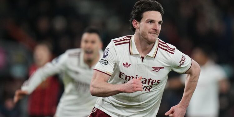 EPL: Rice Brace Fires Arsenal to 3–2 Win Over Bournemouth, Go Six Points Clear