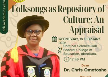 Dr Olorunsogo to Deliver FCE Abeokuta 5th Academic Lecture on Folksongs Tomorrow