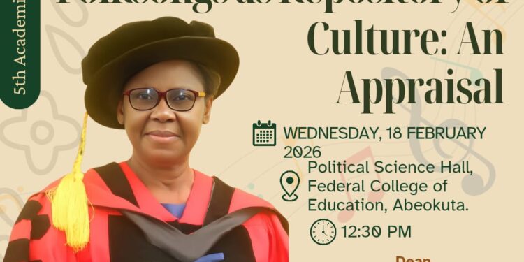 Dr Olorunsogo to Deliver FCE Abeokuta 5th Academic Lecture on Folksongs Tomorrow